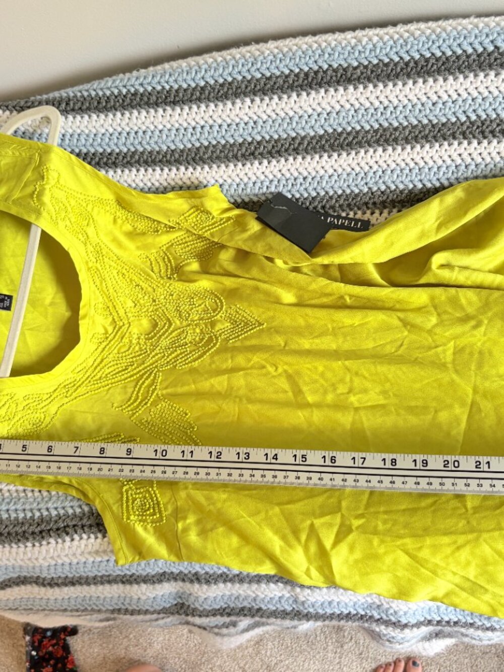Adrianna Papell Chartreuse Tank Top Sleeveless Beaded Size 10 NWT Flawed* - Picture 15 of 15
